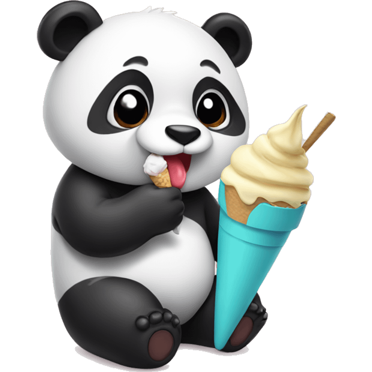 Panda eating ice cream emoji