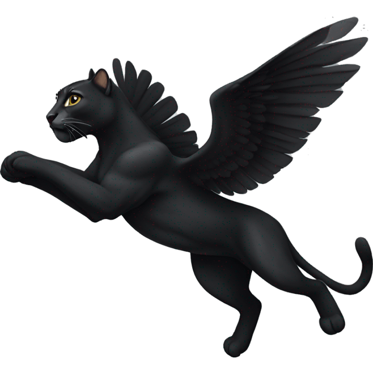 winged black puma flying emoji