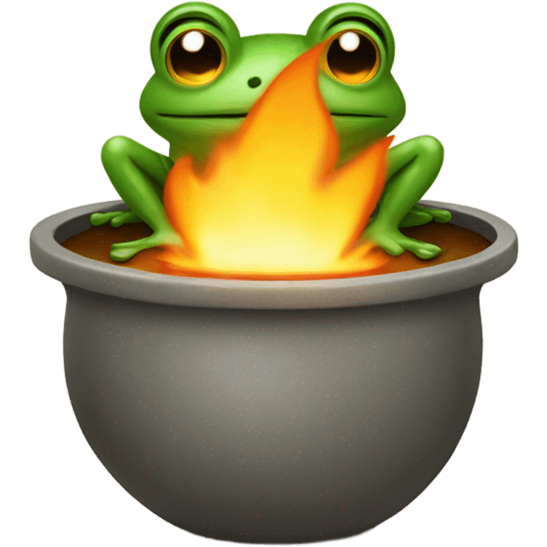 Frog in a pot full of water over a fire emoji