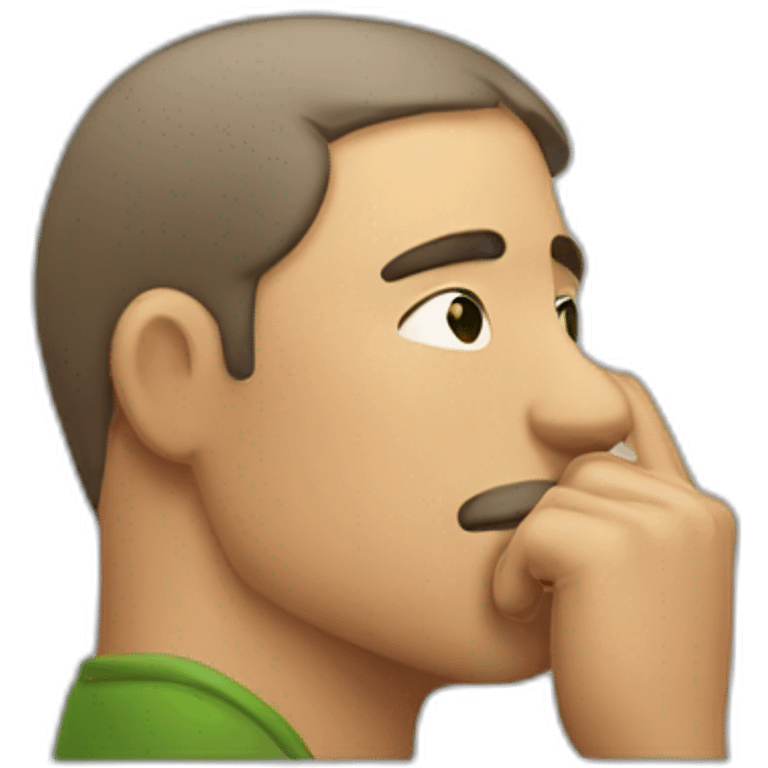 man thinking with hand on his chin emoji