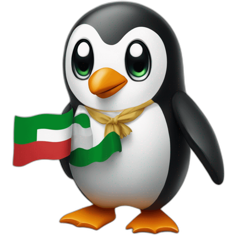 A penguin waving an Italian flag emoji