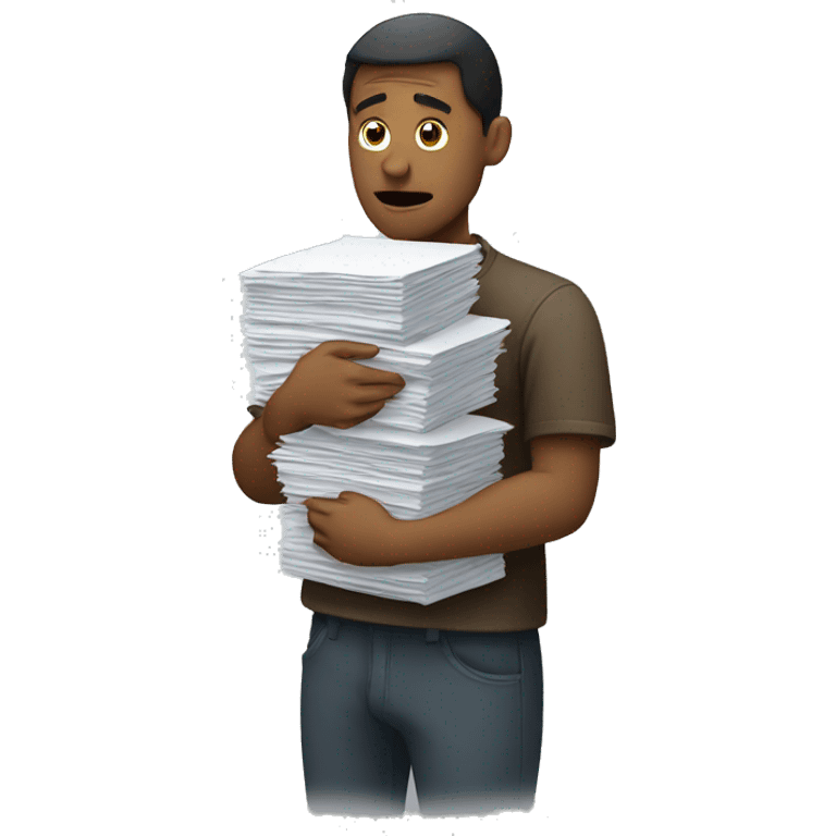 person in despair holding stacks of paper  emoji