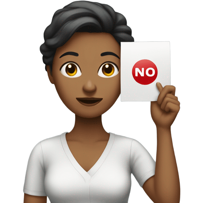 woman holding a sign saying NO  emoji