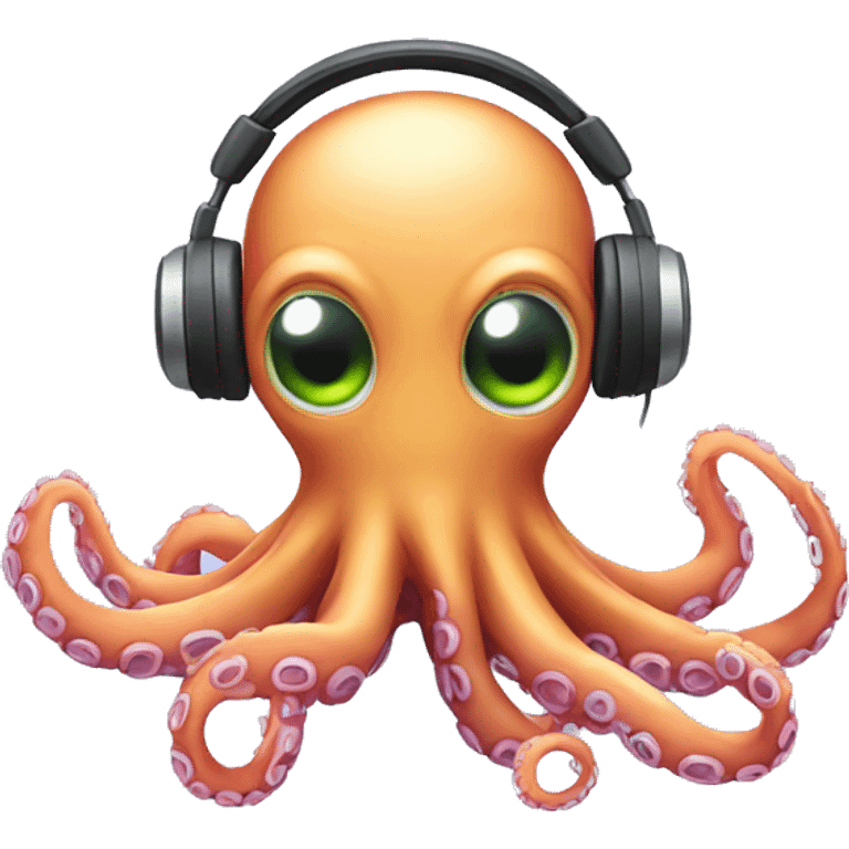 cute alien octopus wearing headphones emoji