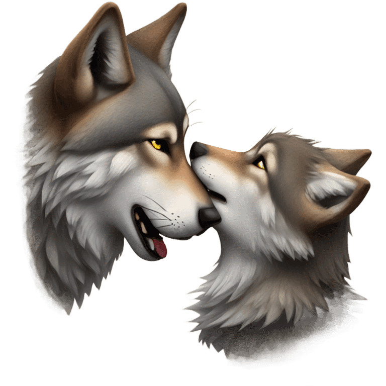 Wolf kissing another wolf emoji