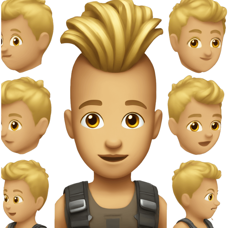 European, golden Mohawk hairstyle, boy, baby. emoji