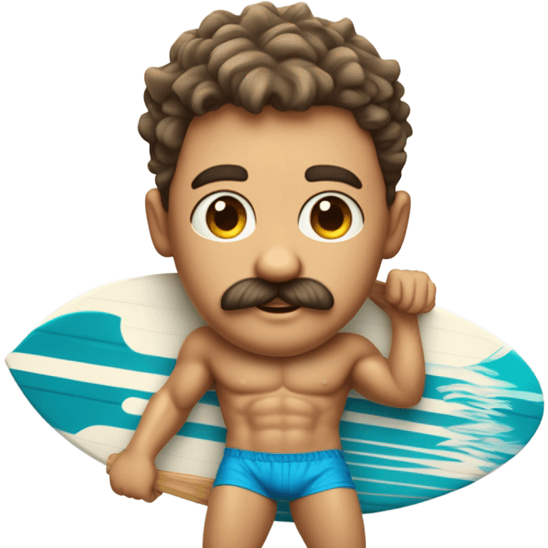 Cute surfer dude with big nose and mustache emoji