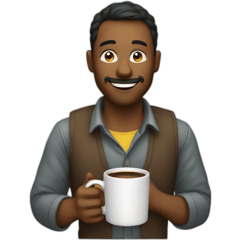 satisfied developer with coffe mug emoji