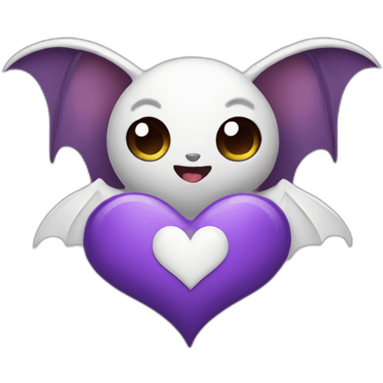 purple bat holding white heart emoji