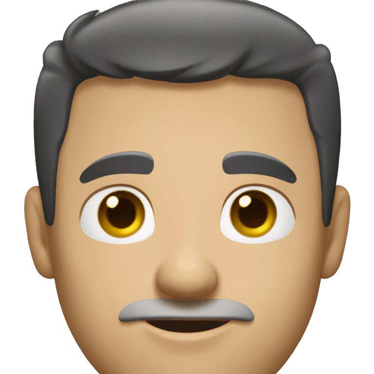 A face-on shot of a 30 year old caucasian man with black short hair wearing a tshirt. emoji