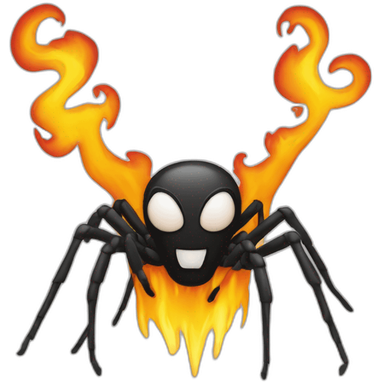 A spider with a flaming head emoji