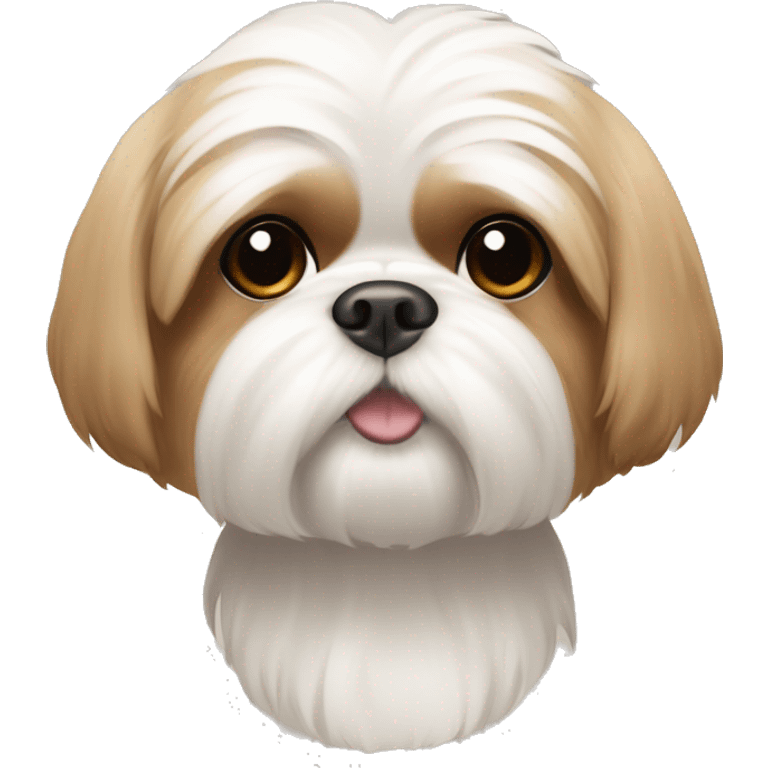 shih tzu dog with white face tan fur around the eyes and light tan ears emoji