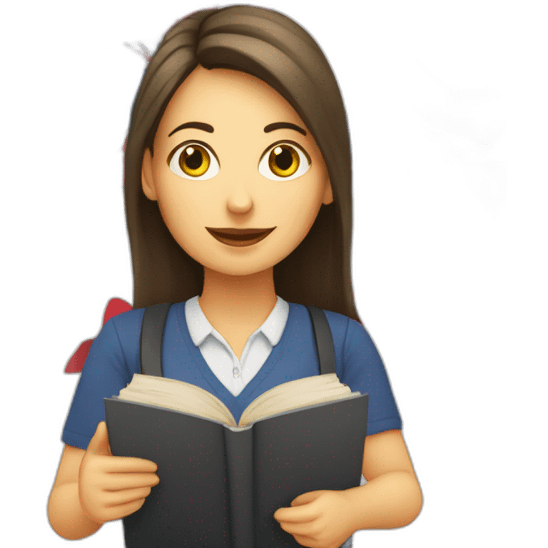 English teacher female with English book and use flag emoji