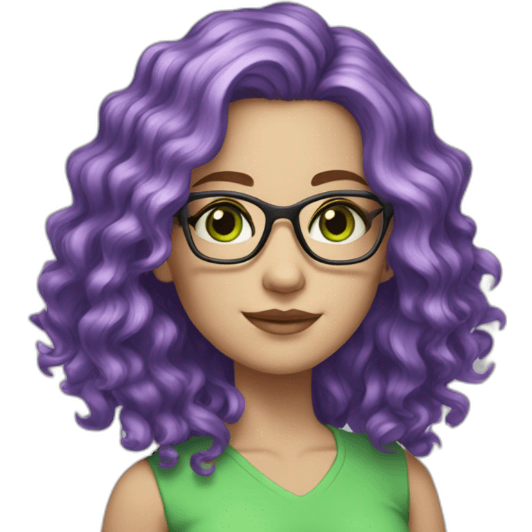 white-girl-purple-wavy-hair-green-eyes-square-glasses emoji