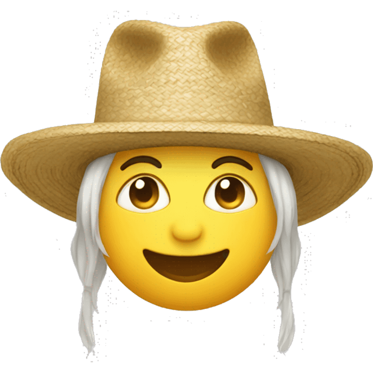 A face with flat eyes buck teeth and a rice fields hat emoji