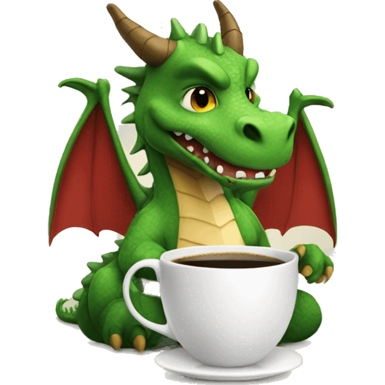 Dragon with a cup of coffee  emoji