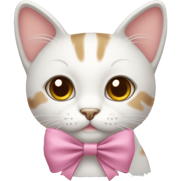 Cute cat wearing bow emoji