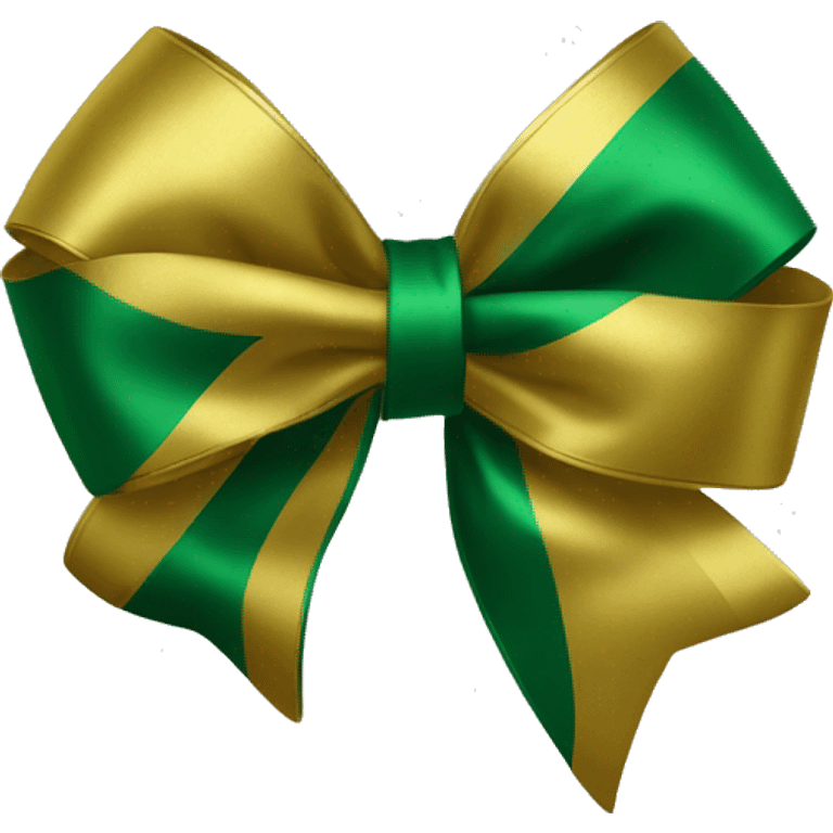 Green and gold Holliday bow emoji