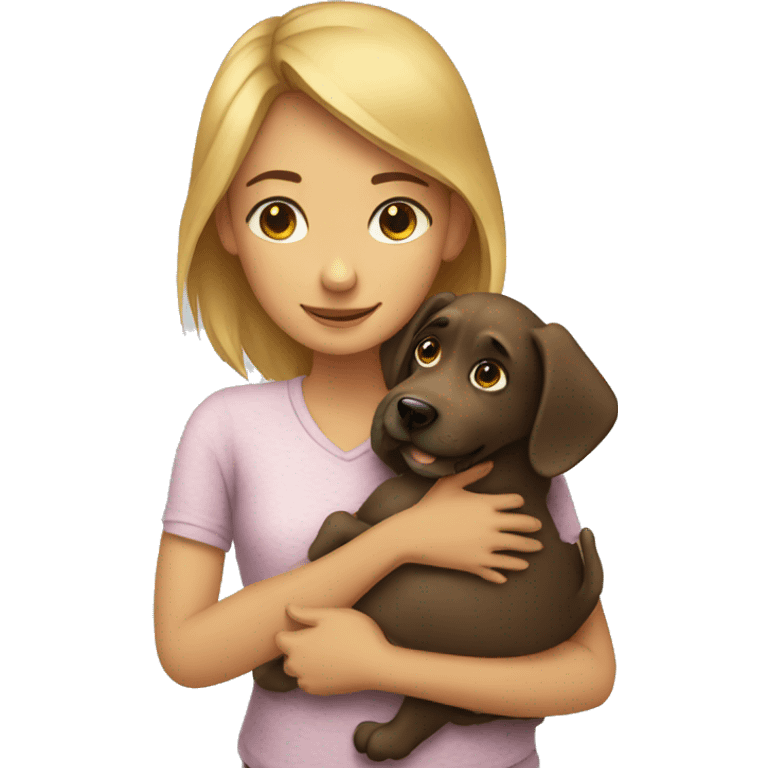 Girl hug a dog emoji