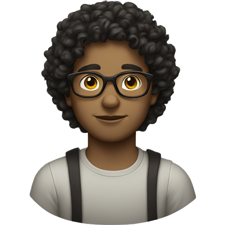 White boy with glasses and dark curly hair  emoji