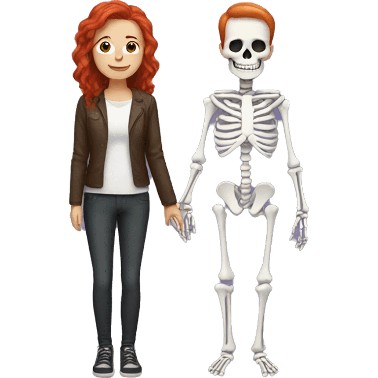 Redhead woman with skeleton boyfriend  emoji