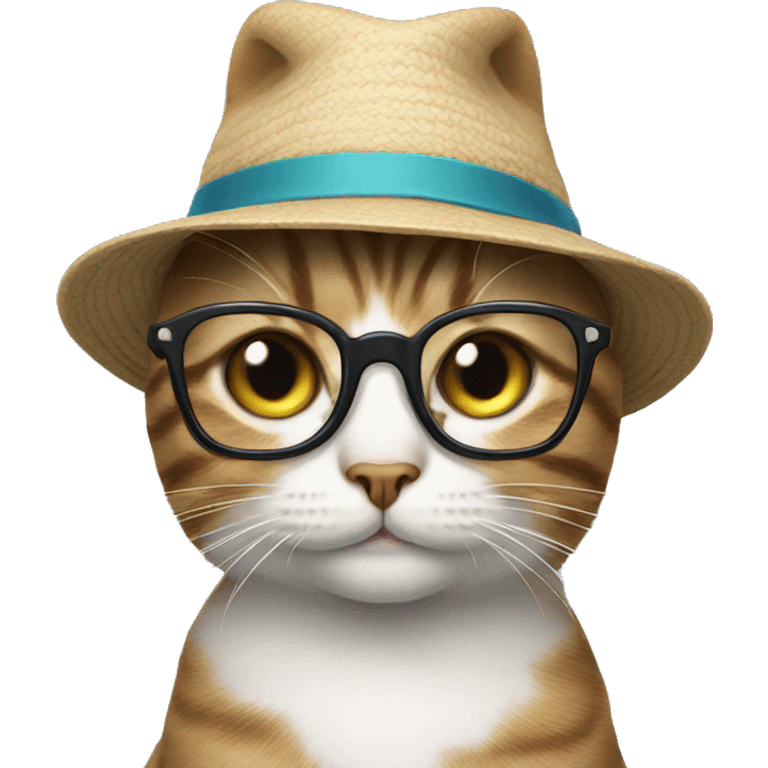 Cat with glasses and hat  emoji