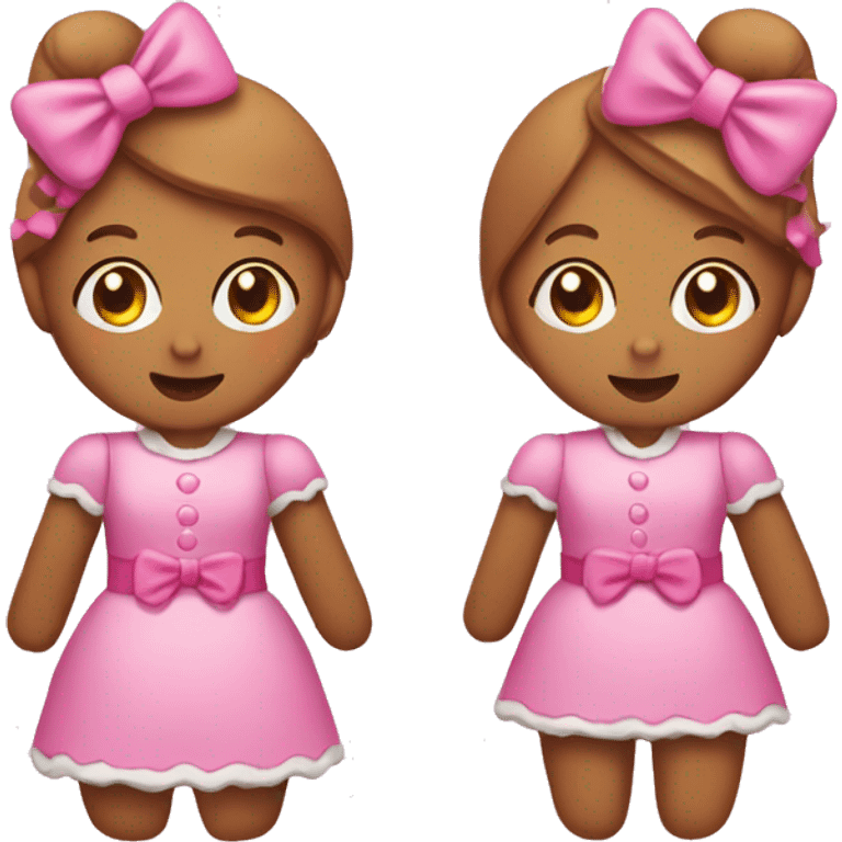 gingerbread girl with pink outfit and pink bow emoji