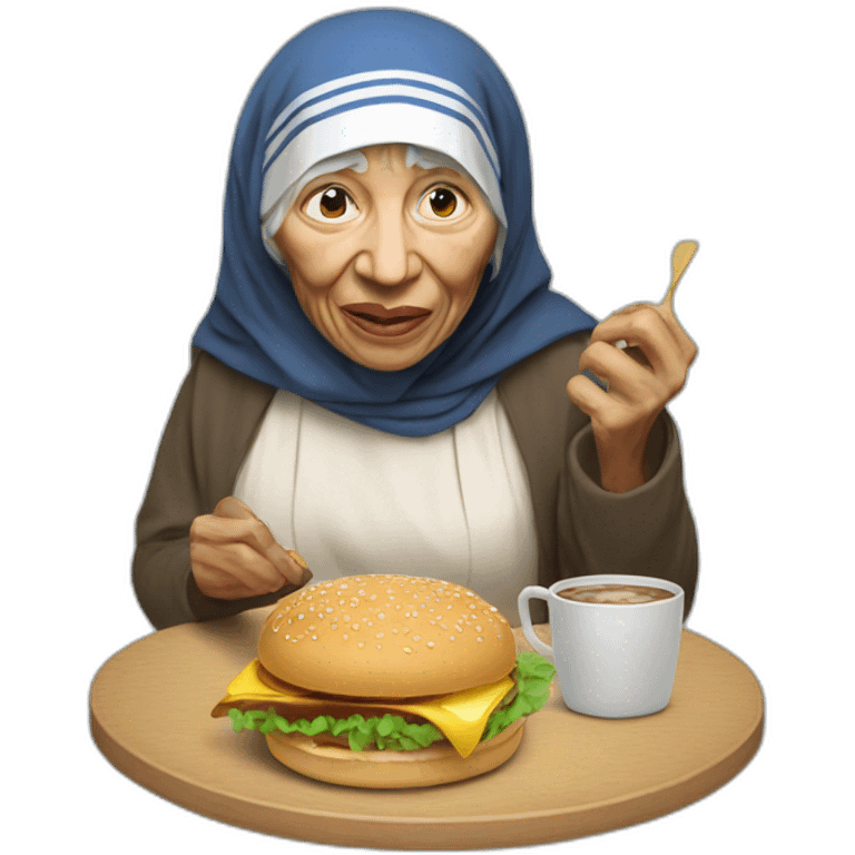 mother theresa eating hamburger emoji