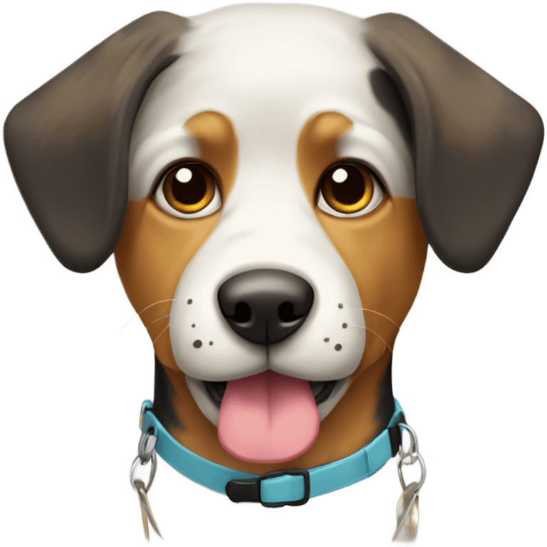 tri colored dog with floppy ears add T initial collar  emoji