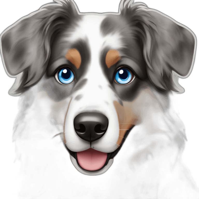 Australian shepherd with one blue eye and triple melted in color emoji