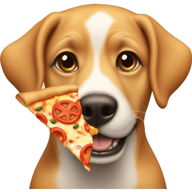 a dog eating pizza emoji