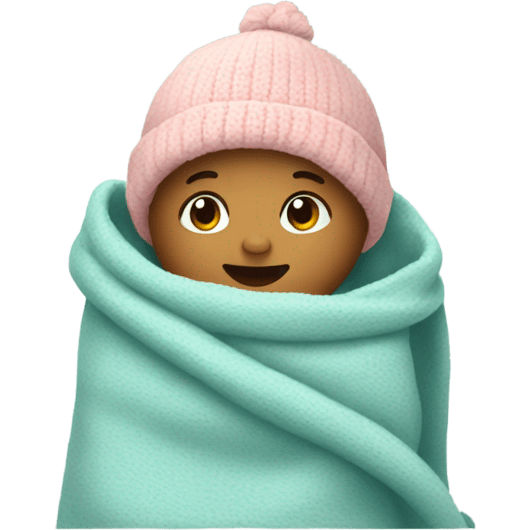 Newborn in beanie and blanket emoji