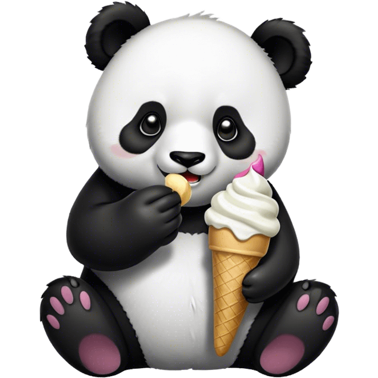 Panda eating ice cream emoji