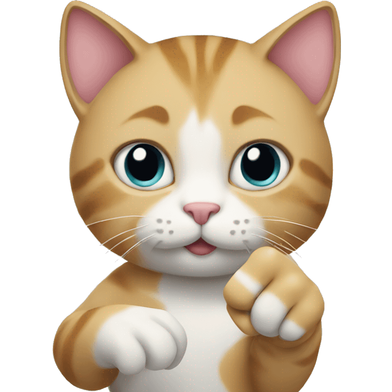 Cat holding a finger heart emoji