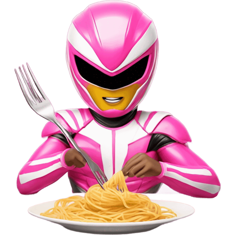 Pink power ranger eating pasta emoji