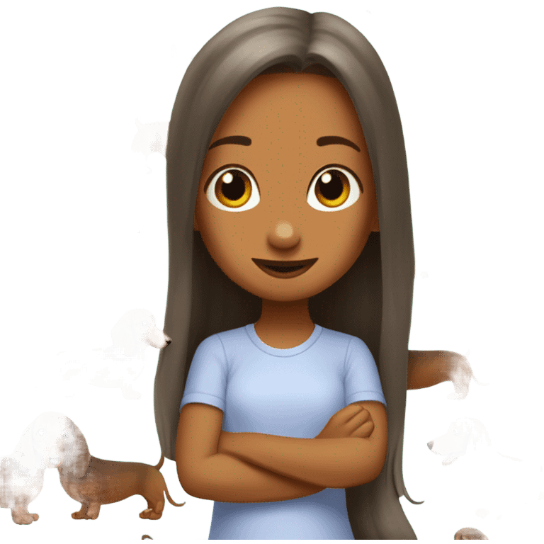 Wild pack dachshunds with girl emoji