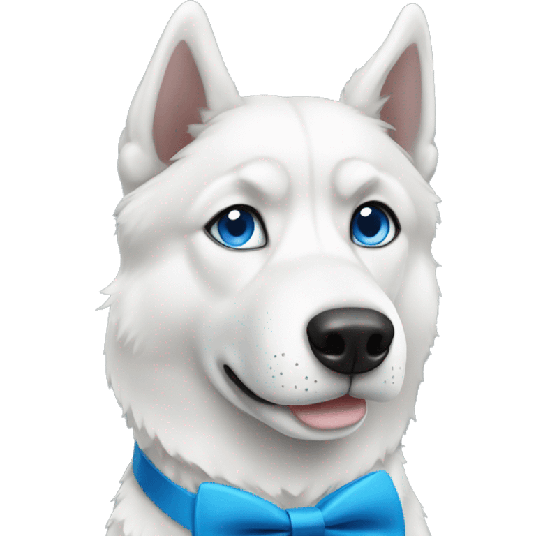 Black and white husky with blue eyes wearing a bow tie emoji