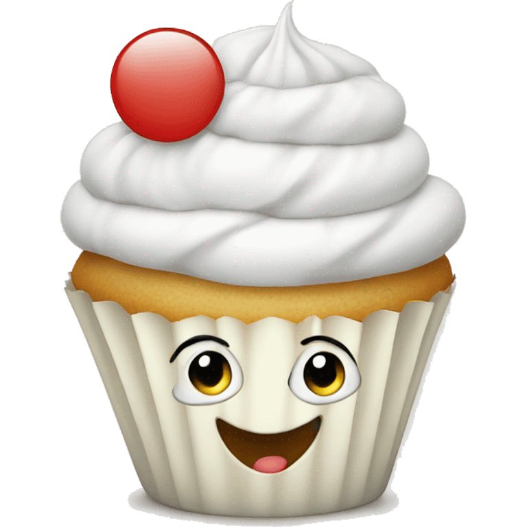 White cupcake with a happy face emoji