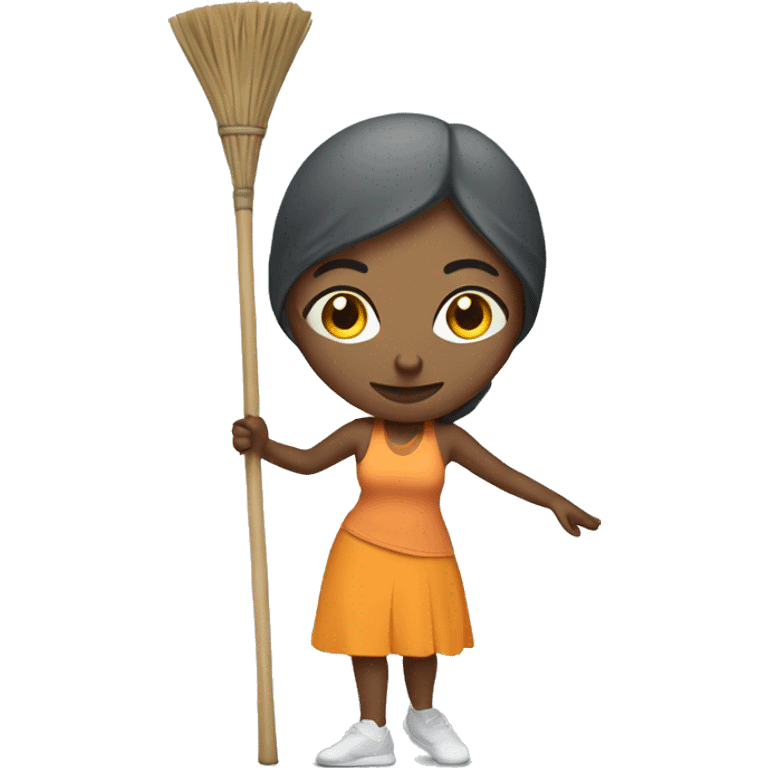 Lady with broom stick in yoga cloths emoji