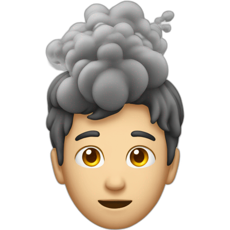 young man with smoke coming out of his head like a chimney emoji