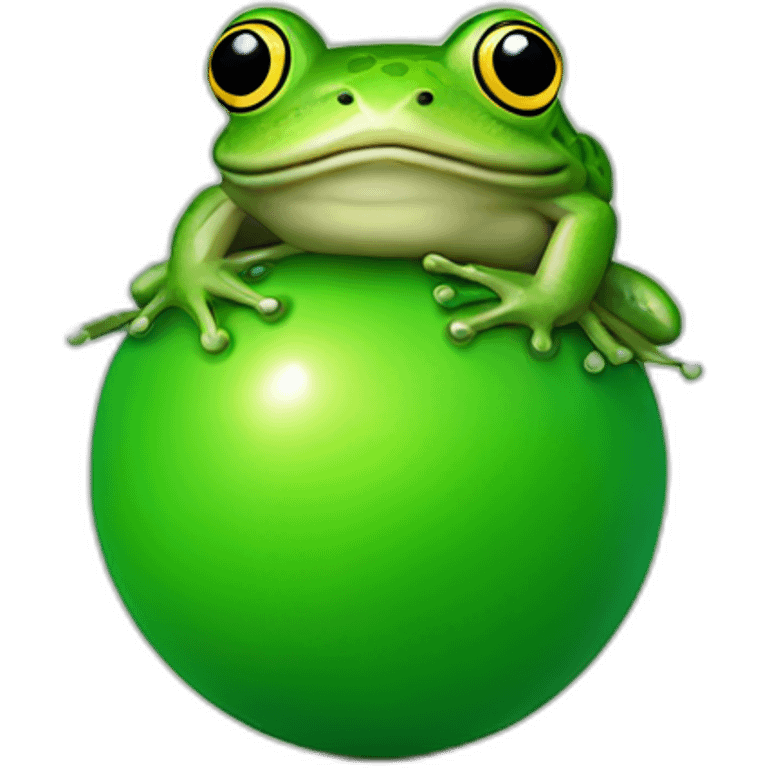 Frog sitting on 2 big green balls emoji