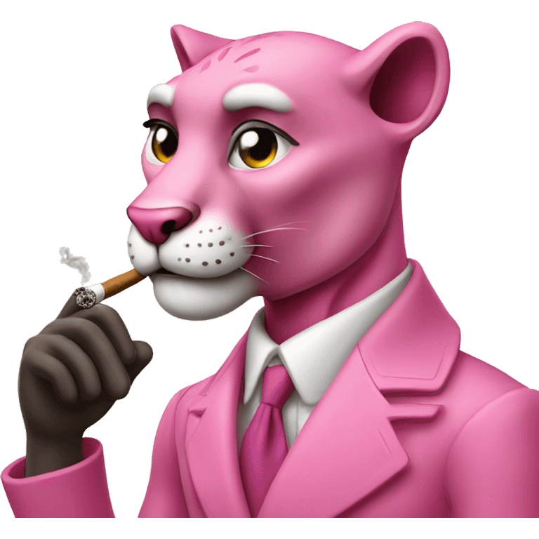 Pink panther smoking a cigar emoji