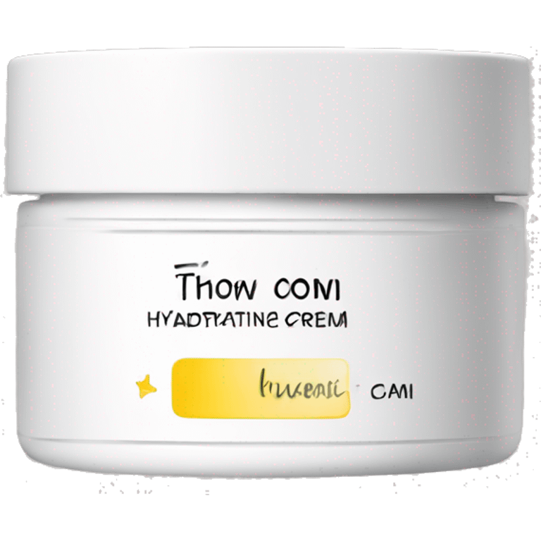 hydrating cream pot with label emoji