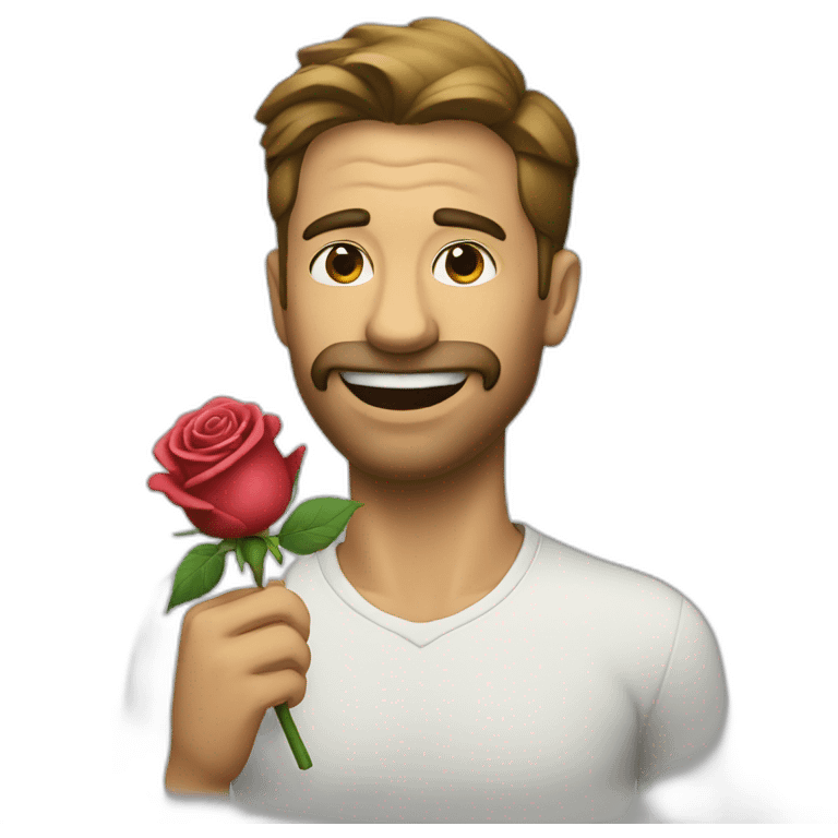 A man with a rose in a mouth emoji