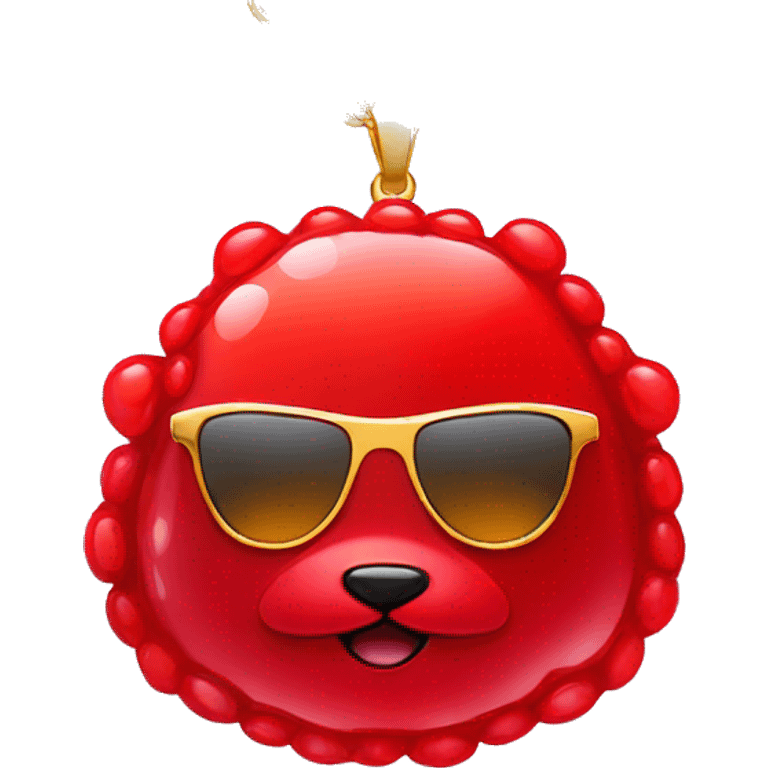 Red jelly bear with sunglasses and gold chain emoji