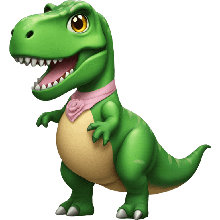 T-Rex wearing dress emoji