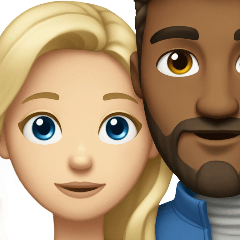 A girl with brown eyes hugs a bearded blue-eyed man with blond hair emoji