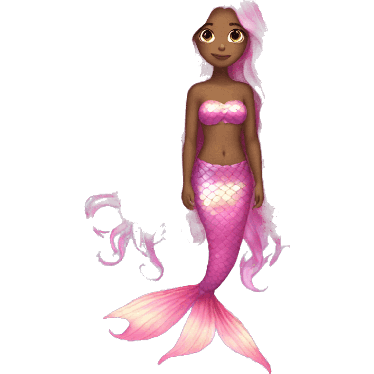 Iridescent mermaid long hair pink full body emoji