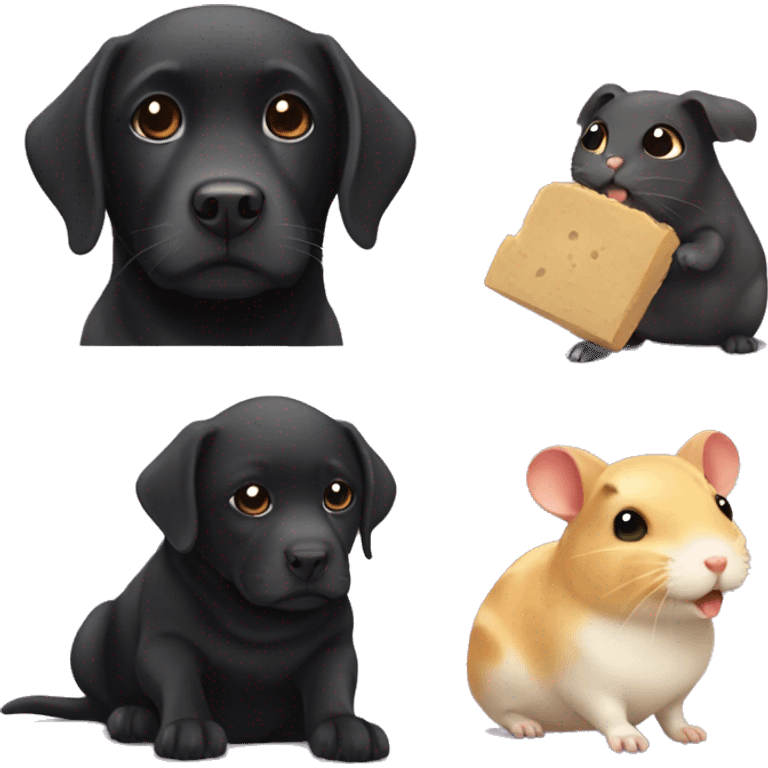 Black Labrador and Little Hamster emoji