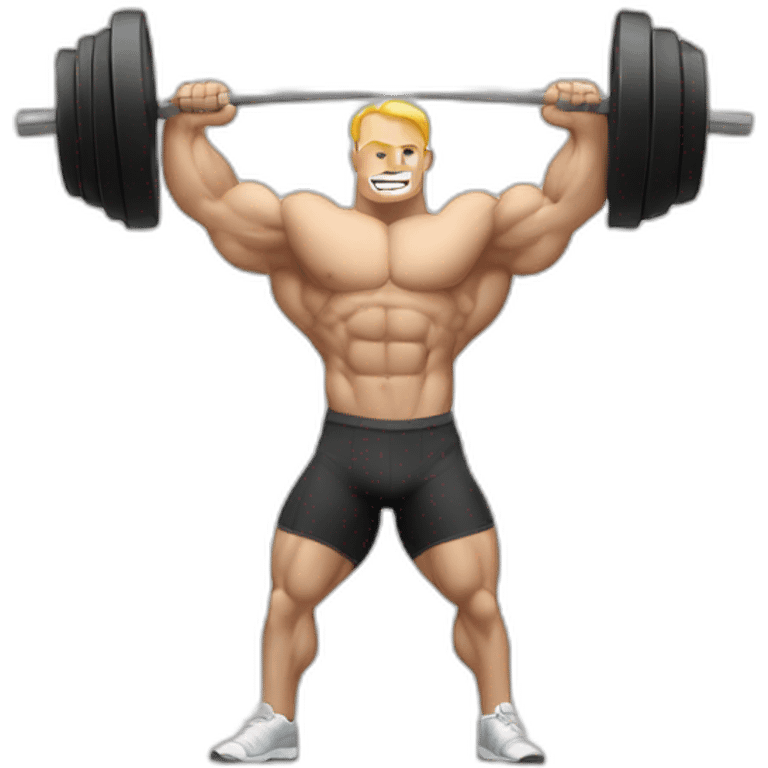 white skinned bodybuilder exercising emoji